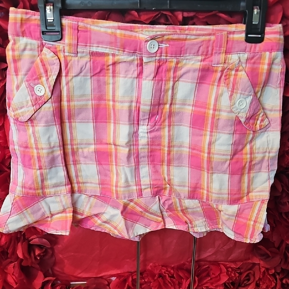 Cherokee Plaid Pink and Yellow Girl's Skort Size Xlarge (14/16)